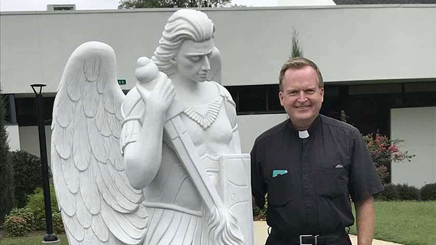 Blessing of St. Michael the Archangel statue at Our Lady of Lourdes, Raleigh