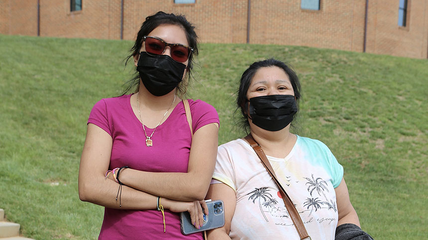 Llaneli Sosa (left) received the vaccine at cathedral alongside her mother, Maria Bautista.