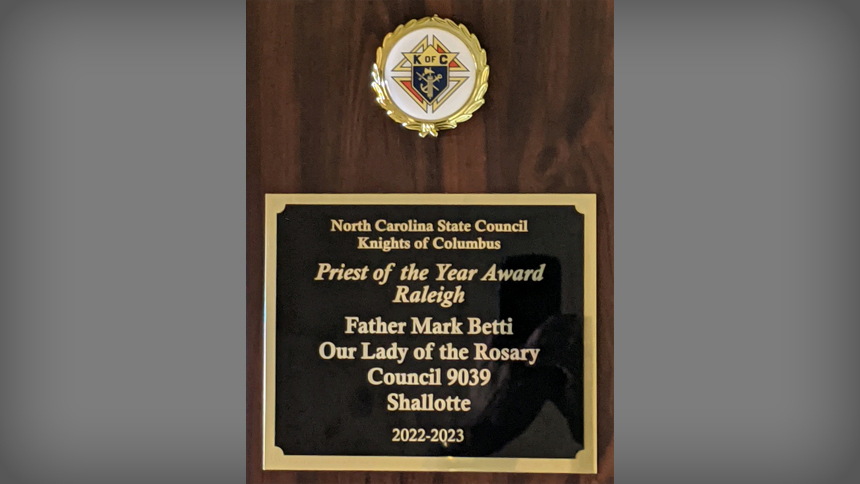 Father Mark Betti is NC Knights of Columbus Priest of the Year