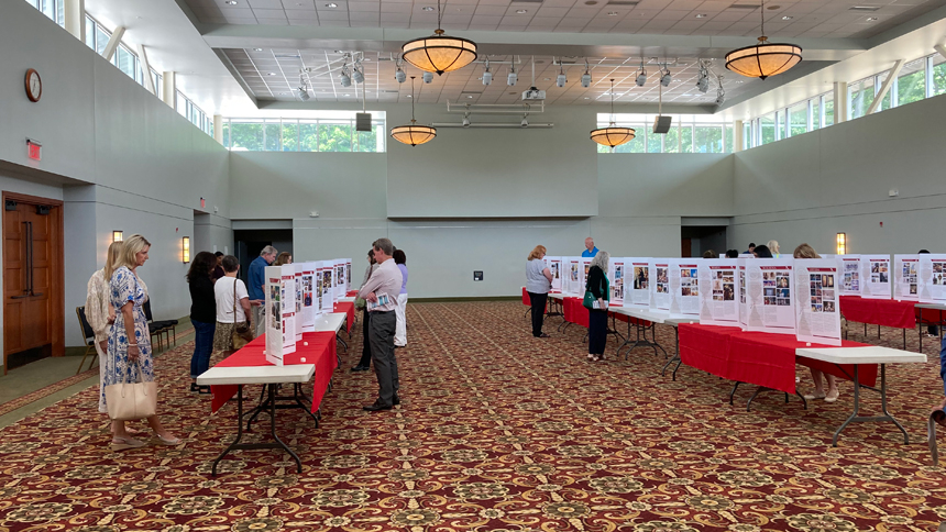 The Eucharistic Miracles Exhibit will be part of the congress Oct. 21, 2023. In this photo from June 2023, the exhibit is being shown at the St. Thomas More Friends & Family Hall in Chapel Hill.