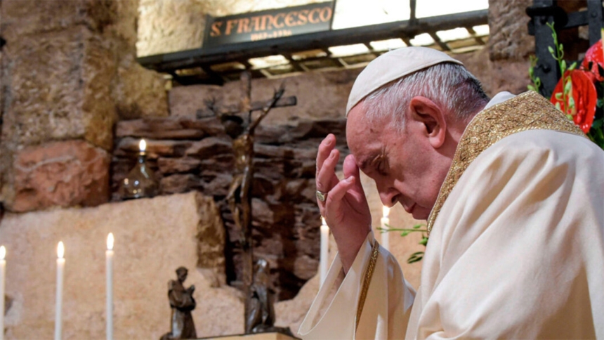 The pope and Francis of Assisi, the saint after whom he was named